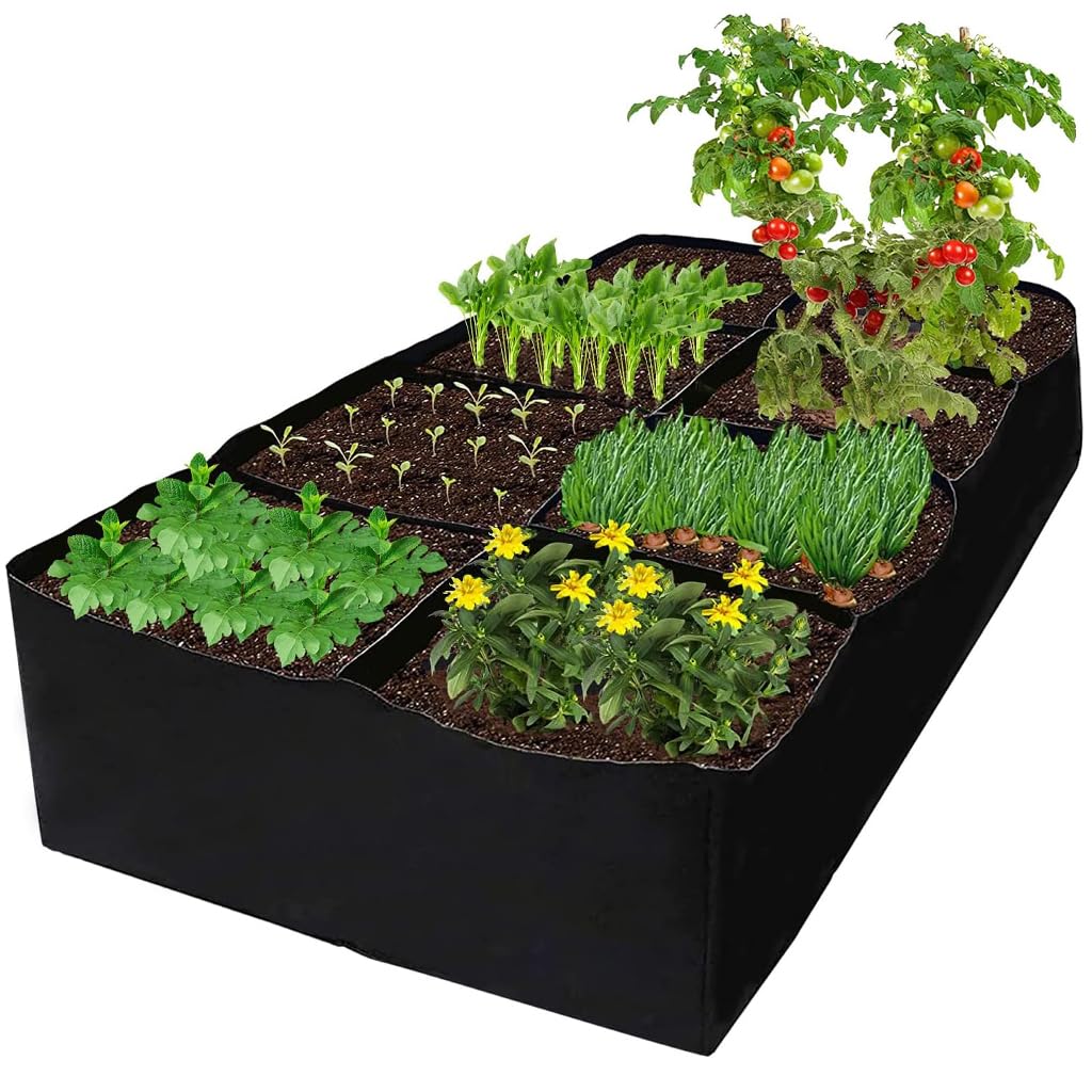 HASTHIP 8 Grids Seeding Tray for for Growing Vegetables Potatoes Flowers, Reusable Breathable Fabric Germination Plant Tray, Planter Raised Bed HASTHIP 8 Grids Seeding Tray for for Growing Vegetables Potatoes Flowers, Reusable Breathable Fabric Germination Plant Tray, Planter Raised Bed